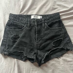 black jean shorts